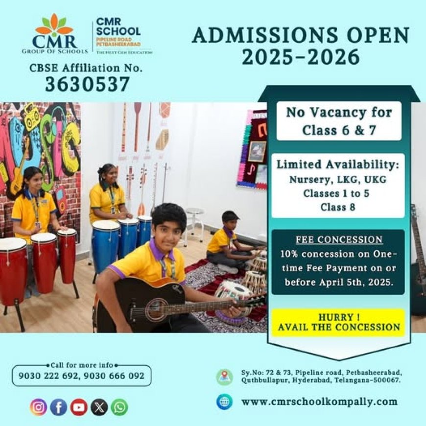 Best Primary schools in Kompally | Hyderabad - CMR Schools